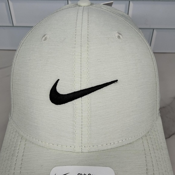 Nike Hat Cap Strap Back Mens M/L White Black Dri-FIT Club Cap Swoosh Golf - Picture 2 of 13